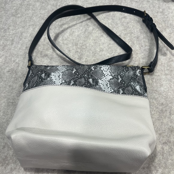 Fossil Amelia Python White Leather Crossbody Handbag SHB2303874 NWT $168 MSRP